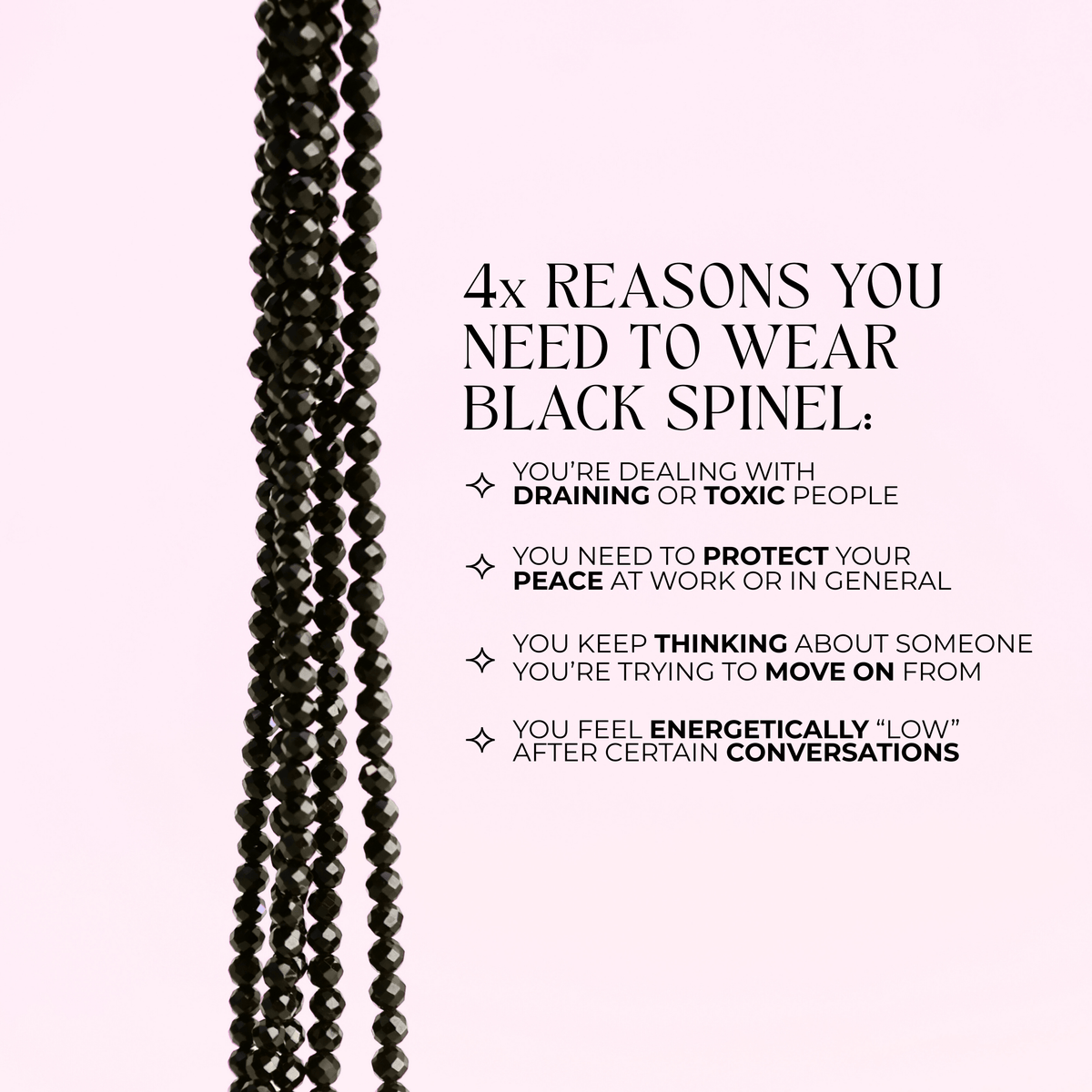 Black Spinel for Protection with Boundaries - Crystal Beaded Necklace