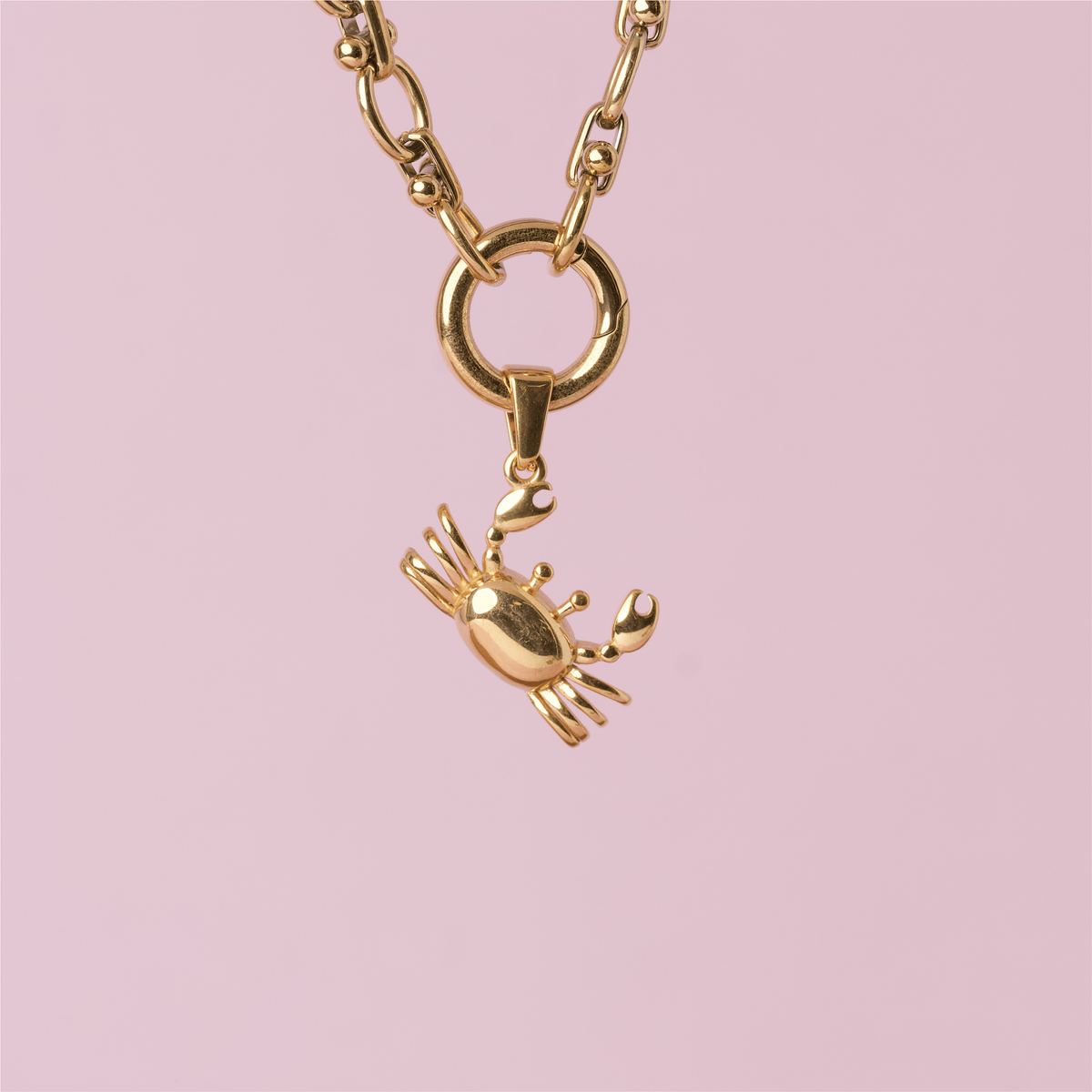Crab charm pendant in waterproof gold