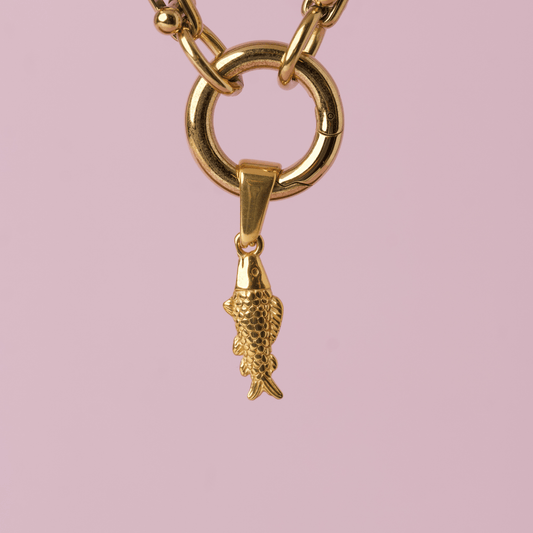 Sardine fish charm pendant in waterproof gold