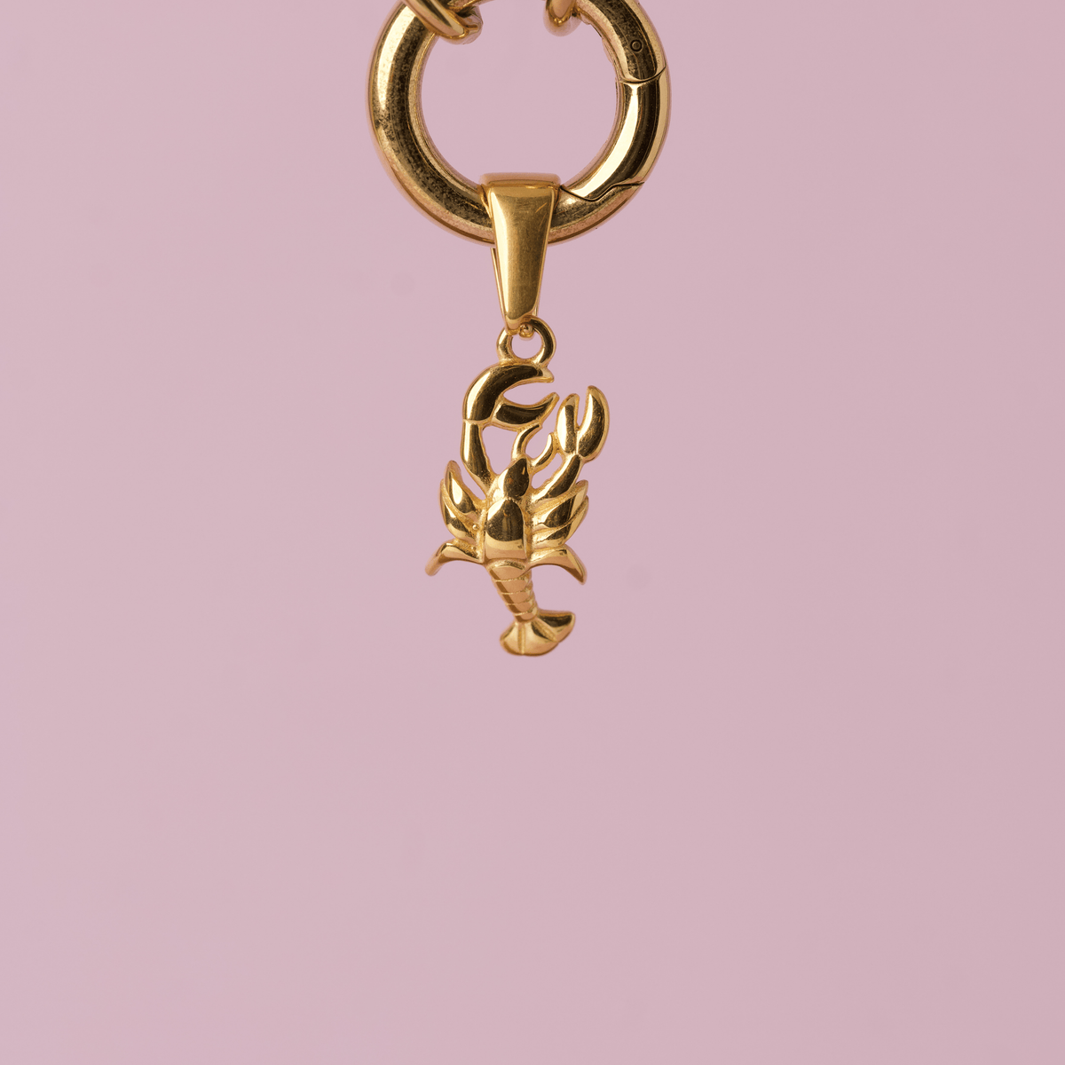 Lobster charm pendant in waterproof gold