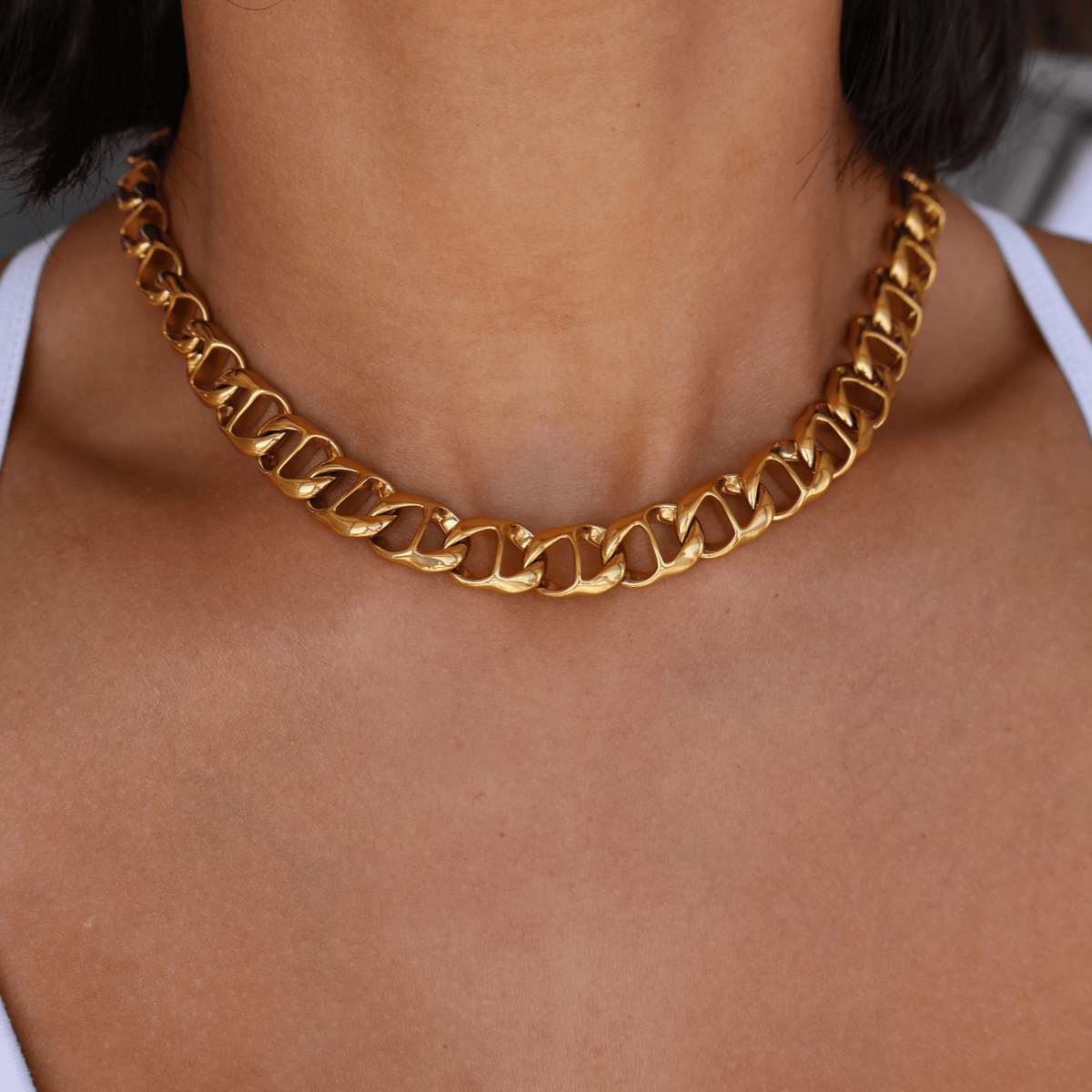 Bold mariner chain necklace in waterproof gold