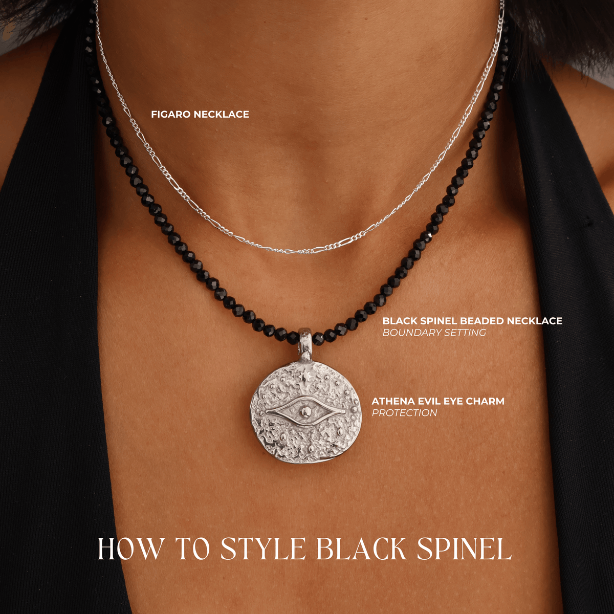 Black Spinel for Protection with Boundaries - Crystal Beaded Necklace