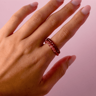 Magnetic Energy Bundle | Pink Tourmaline Ring + Garnet Ring