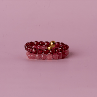 Magnetic Energy Bundle | Pink Tourmaline Ring + Garnet Ring