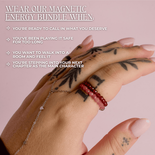 Magnetic Energy Bundle | Pink Tourmaline Ring + Garnet Ring