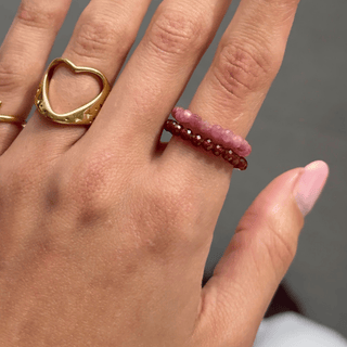 Magnetic Energy Bundle | Pink Tourmaline Ring + Garnet Ring