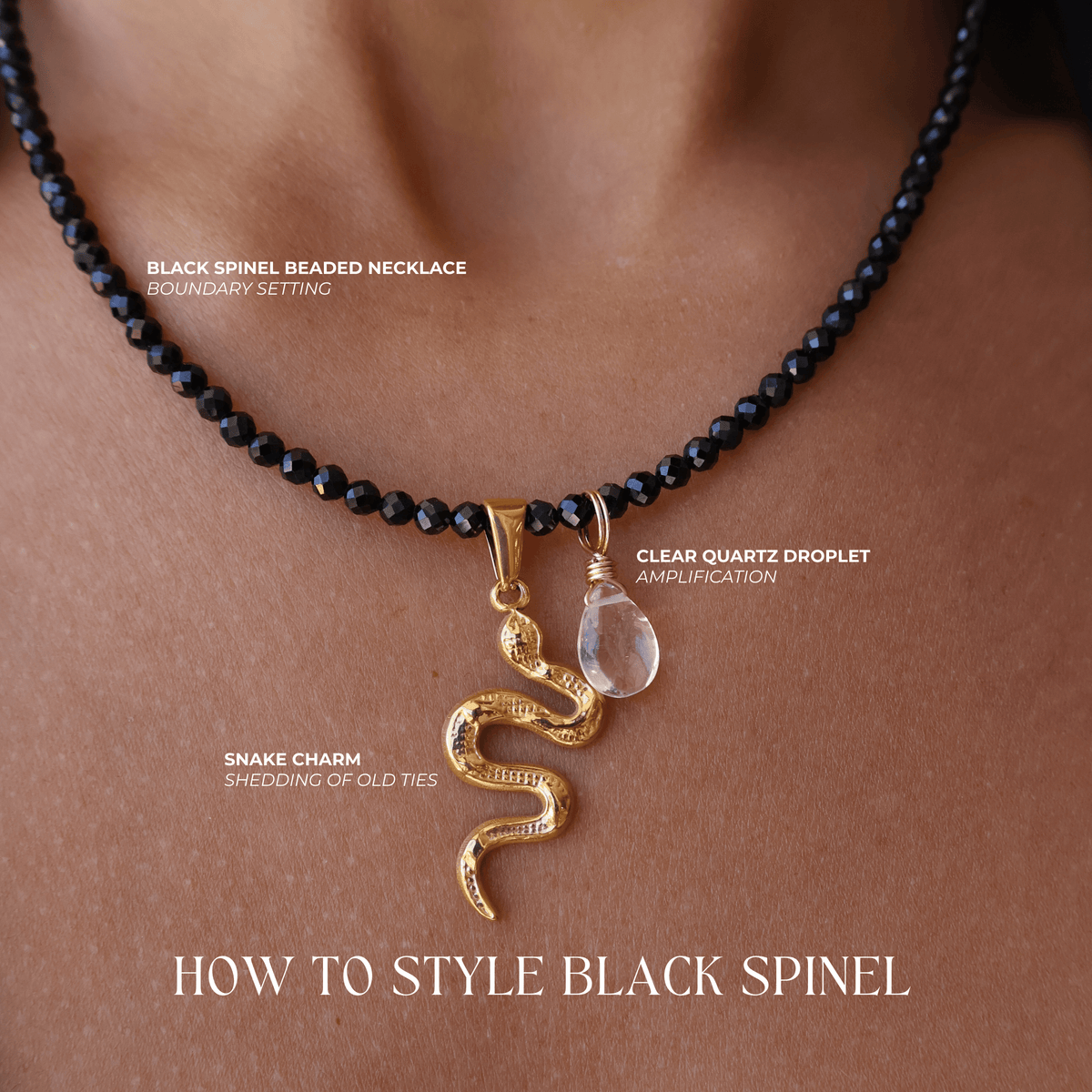 Black Spinel for Protection with Boundaries - Crystal Beaded Necklace