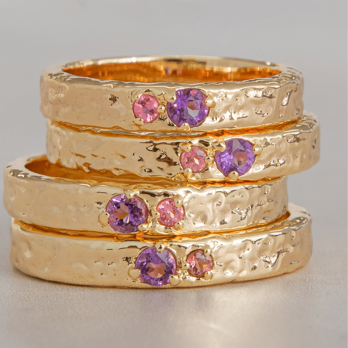 Sahara heart healing crystal ring in gold