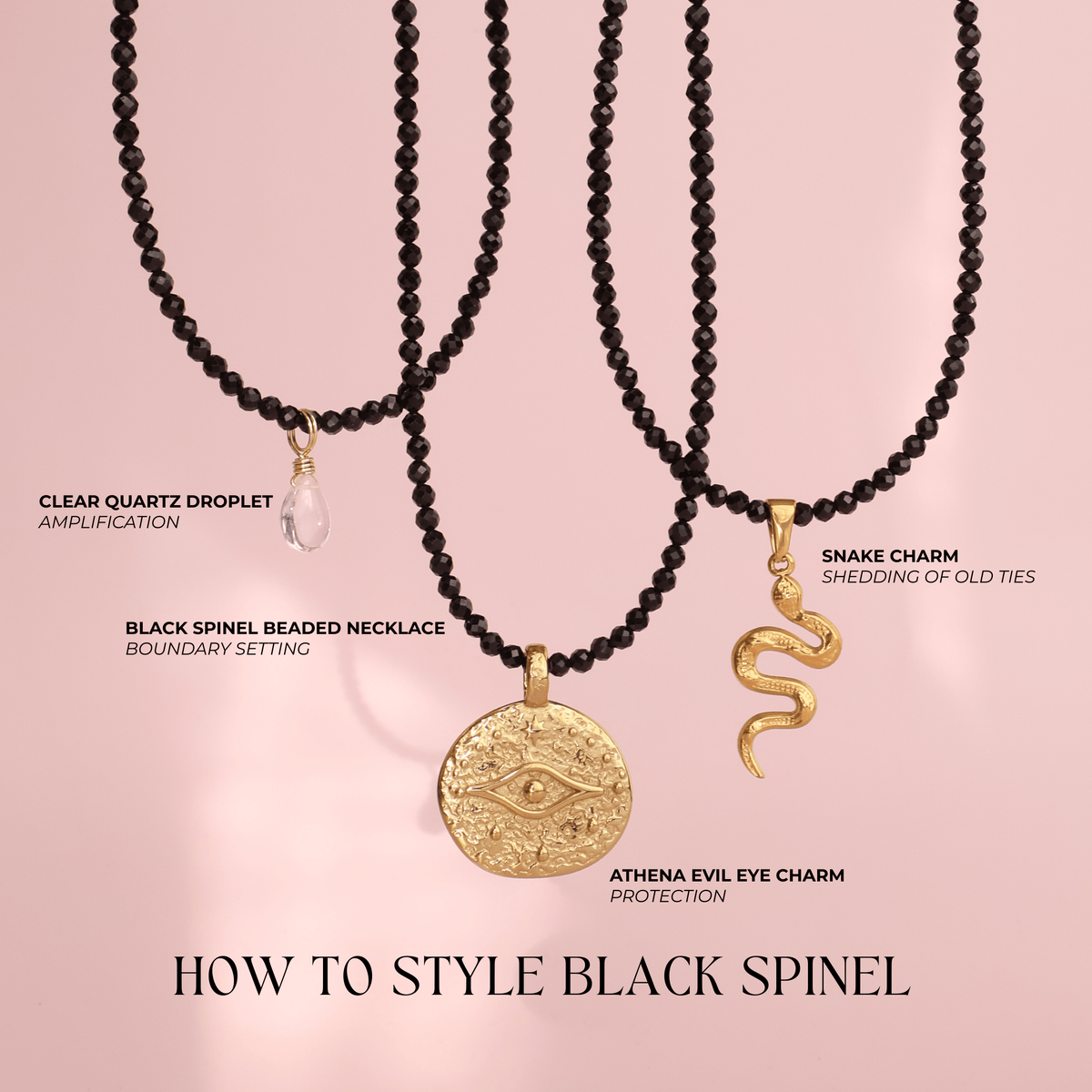 Black Spinel for Protection with Boundaries - Crystal Beaded Necklace