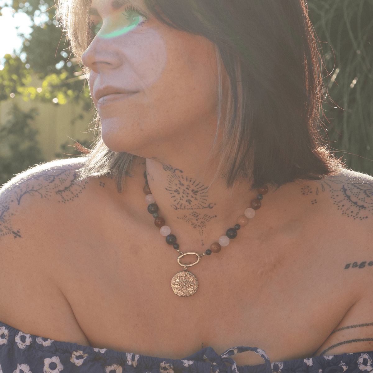 Grounded | Crystal Beaded Charm Necklace