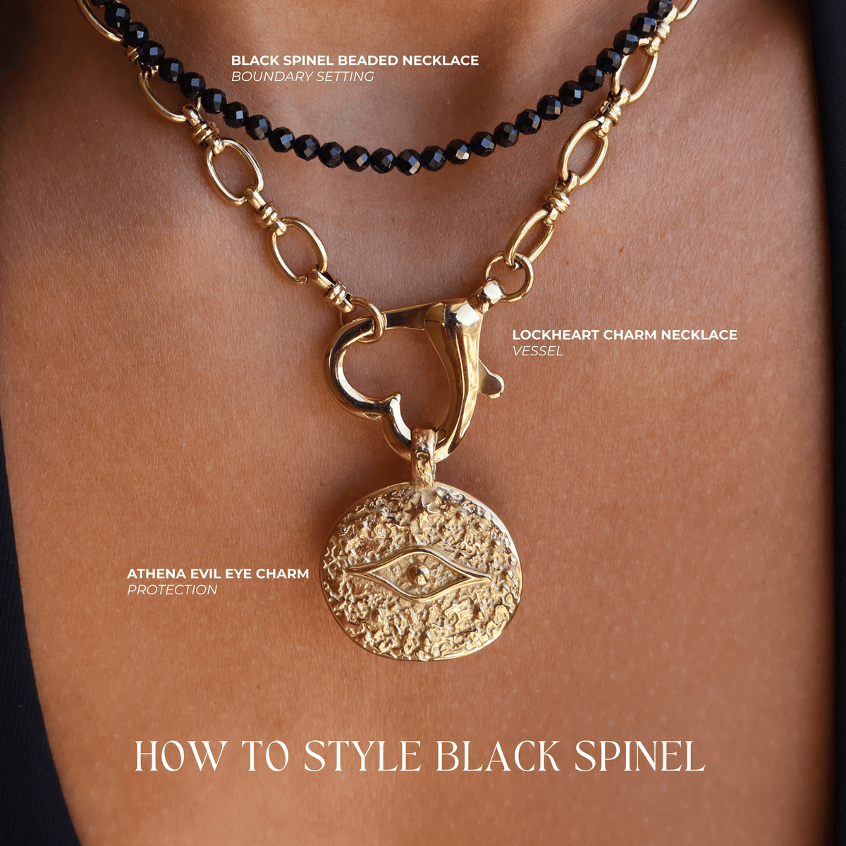 Black Spinel for Protection with Boundaries - Crystal Beaded Necklace