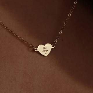 With Love Heart Necklace - Engravable, 18k PVD Gold