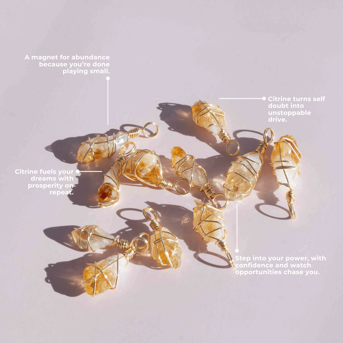 Citrine to Call In Wealth - Wrapped Crystal Charm