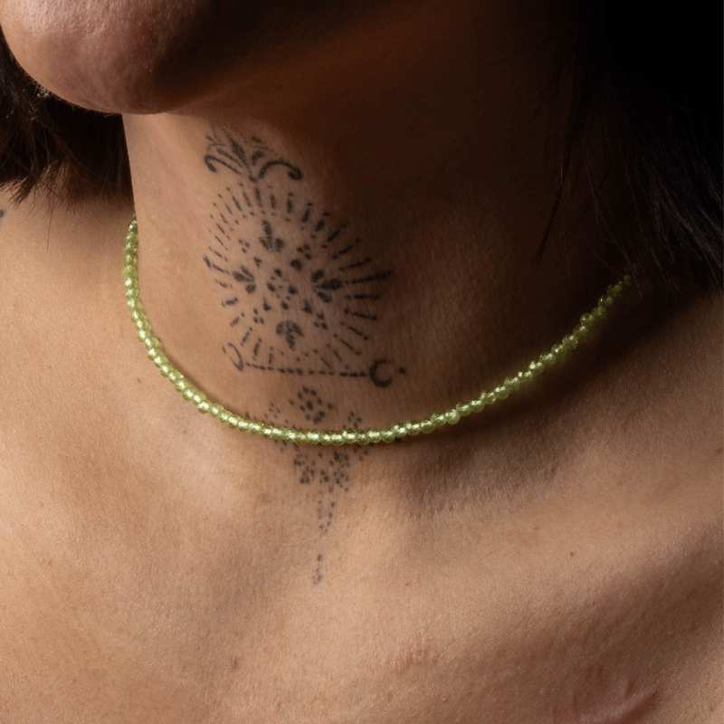Peridot crystal beaded necklace for abundance