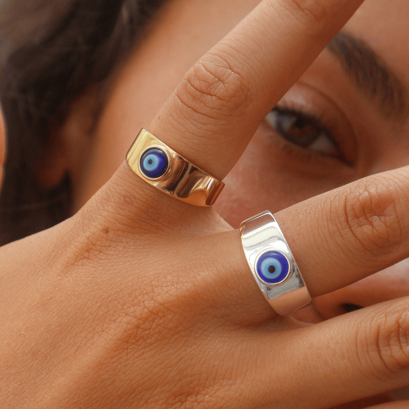 Azura evil eye protection ring in gold