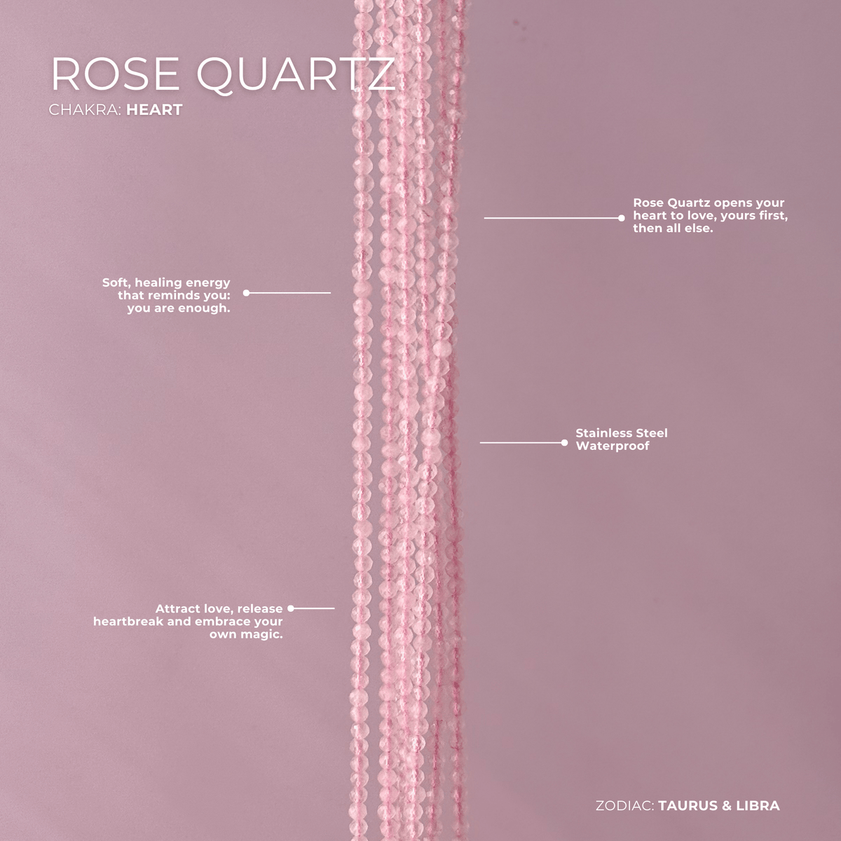 Rose Quartz for Self Love - Crystal Beaded Necklace