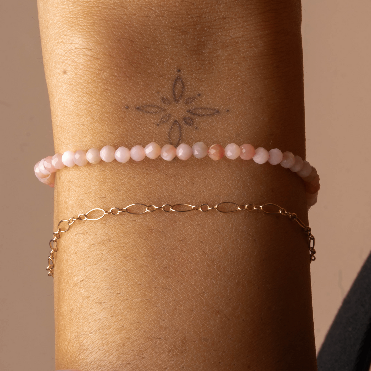 Pink opal crystal beaded bracelet for compassion