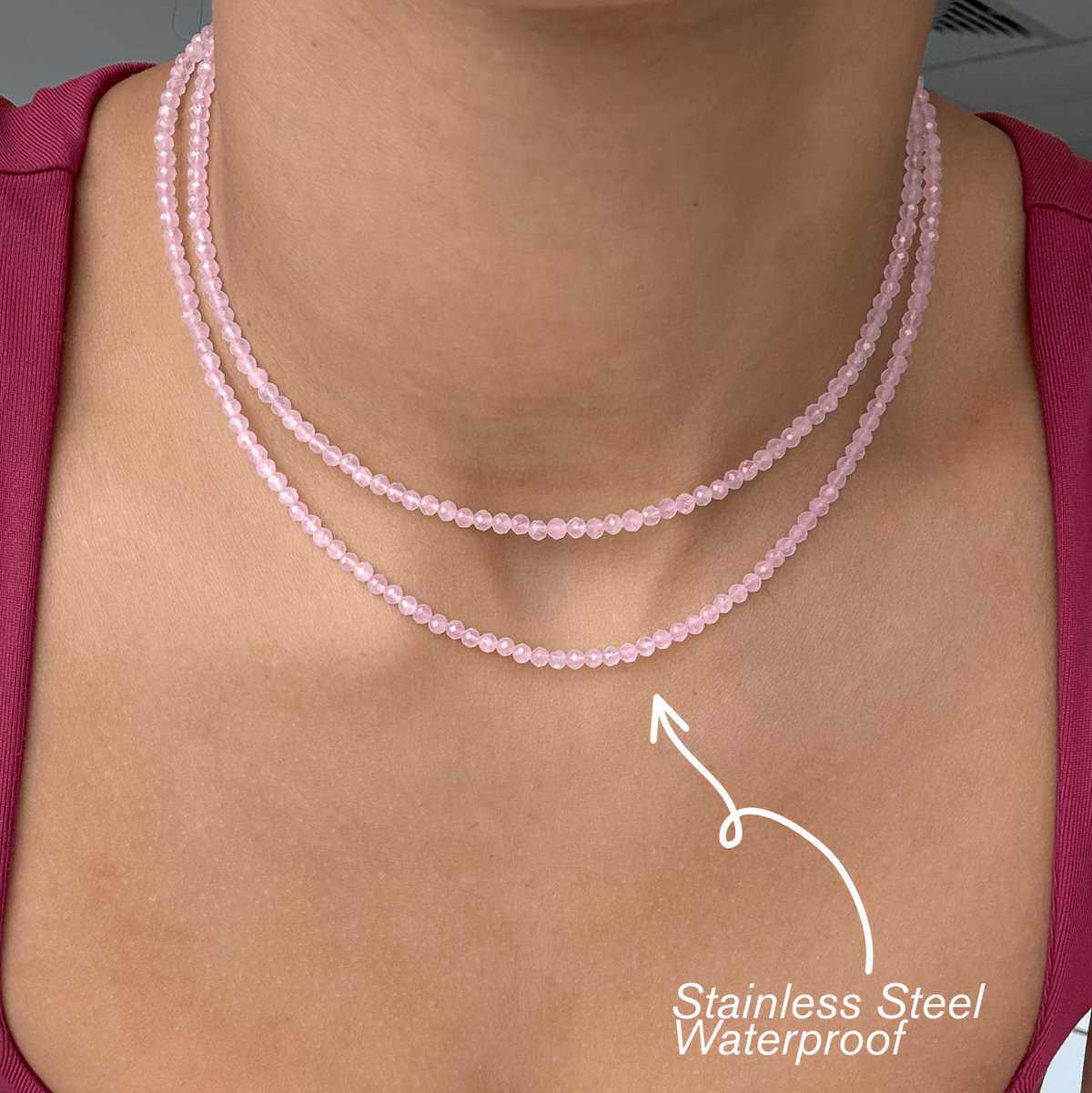 Rose Quartz for Self Love - Crystal Beaded Necklace