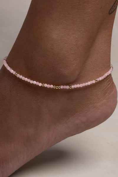 Rose Quartz Beaded Anklet