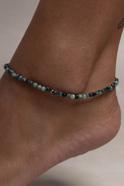 Blue Tourmaline Beaded Anklet