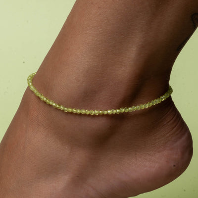 Peridot Crystal Beaded Anklet