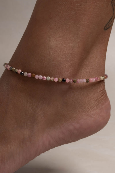 Mixed Tourmaline Beaded Anklet