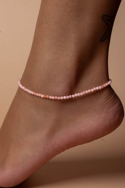 Pink Opal Beaded Anklet