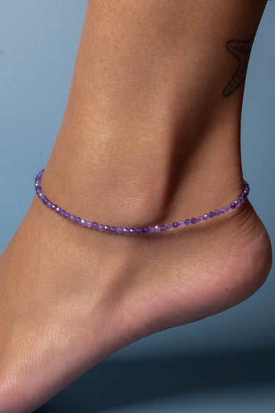 Amethyst Beaded Anklet