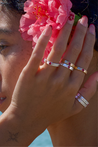 Sahara Ring - Ruby and Moonstone