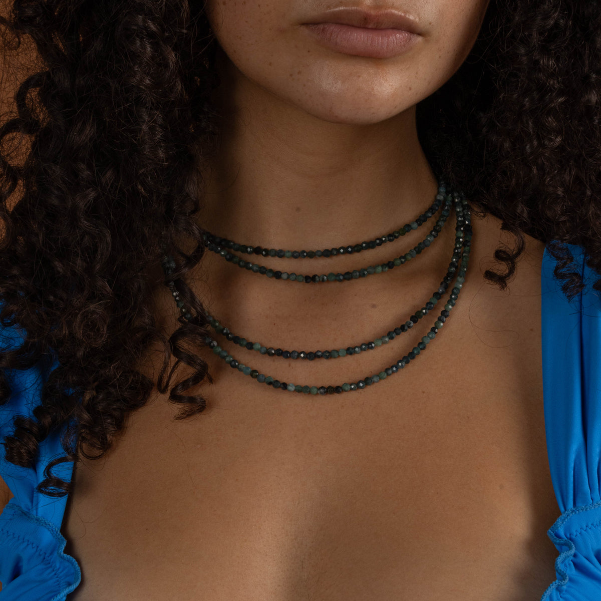 Blue Tourmaline for Authenticity - Crystal Beaded Necklace