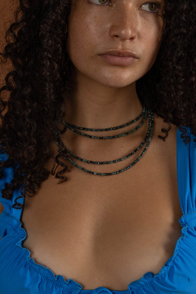 Blue Tourmaline Beaded Necklace