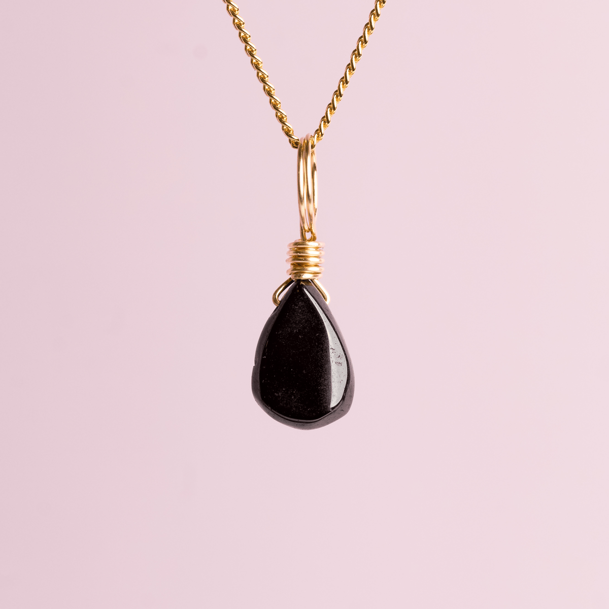 Black spinel crystal charm droplet for boundaries