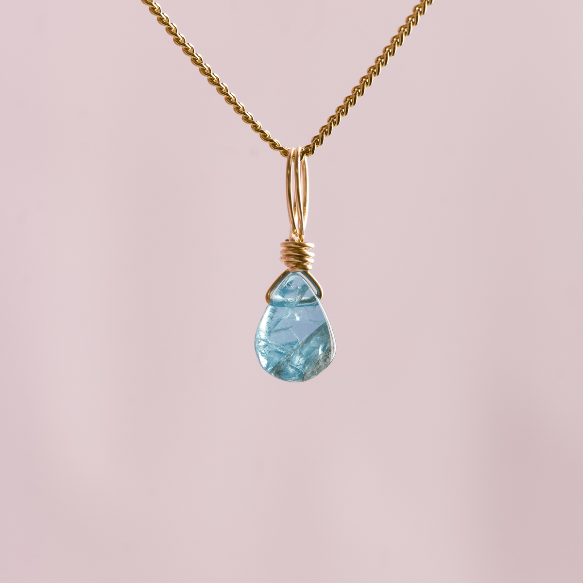 Neon blue apatite crystal charm droplet for focus