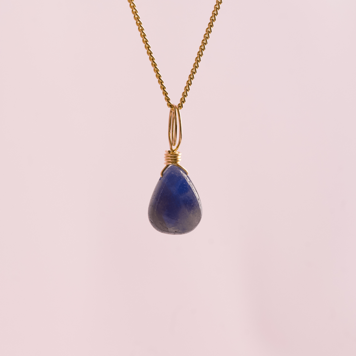Blue sapphire crystal charm droplet for wisdom and clarity