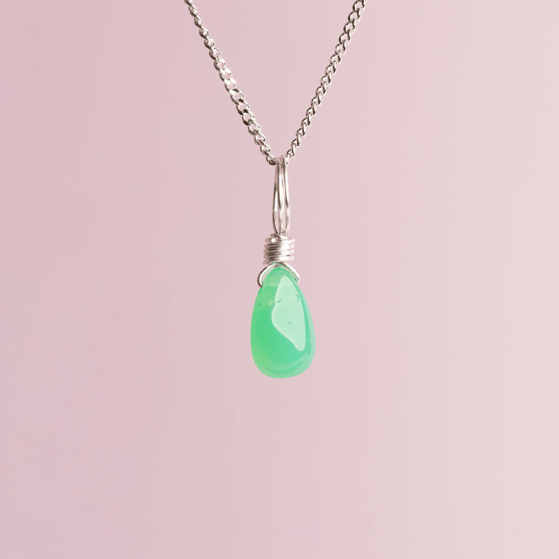 Chrysoprase crystal charm droplet for letting go