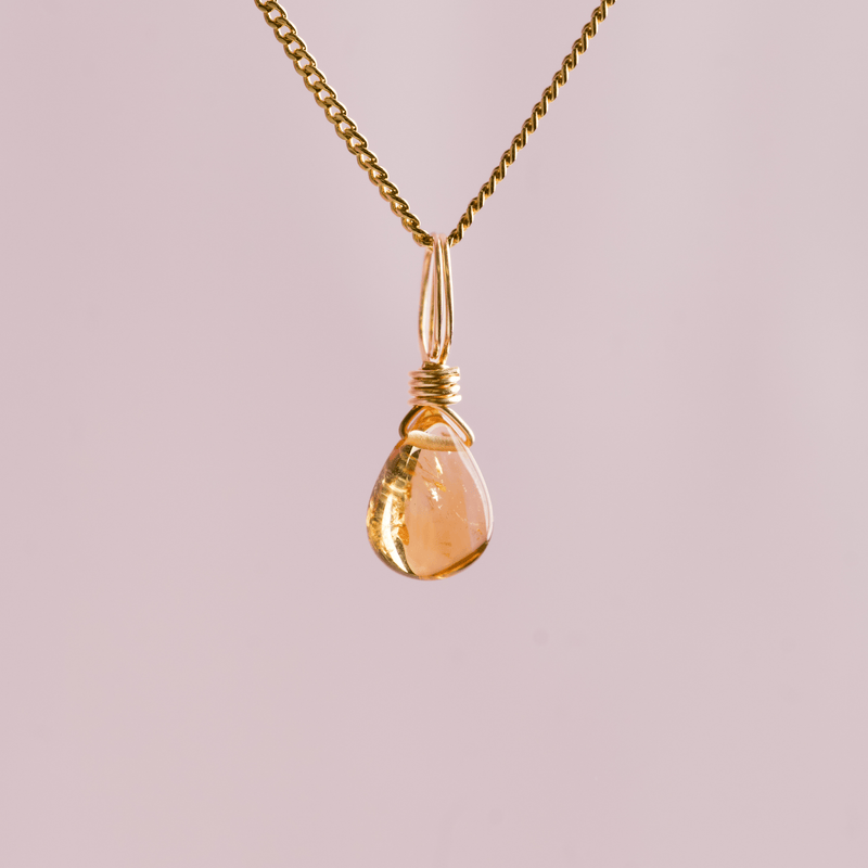 Citrine crystal charm droplet for abundance