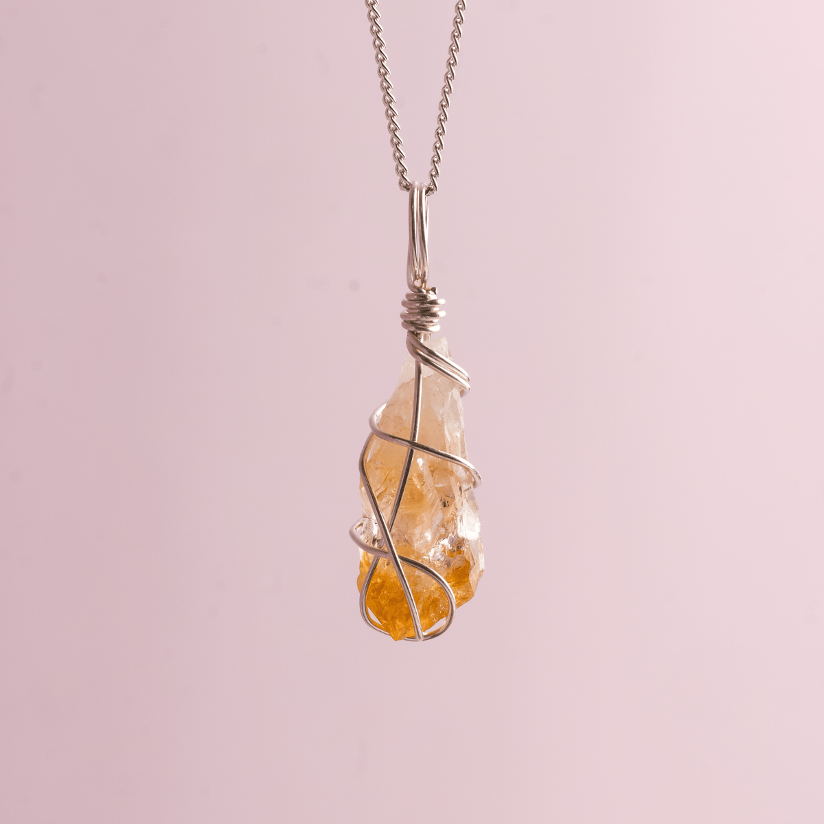 Wire wrapped citrine crystal charm for abundance