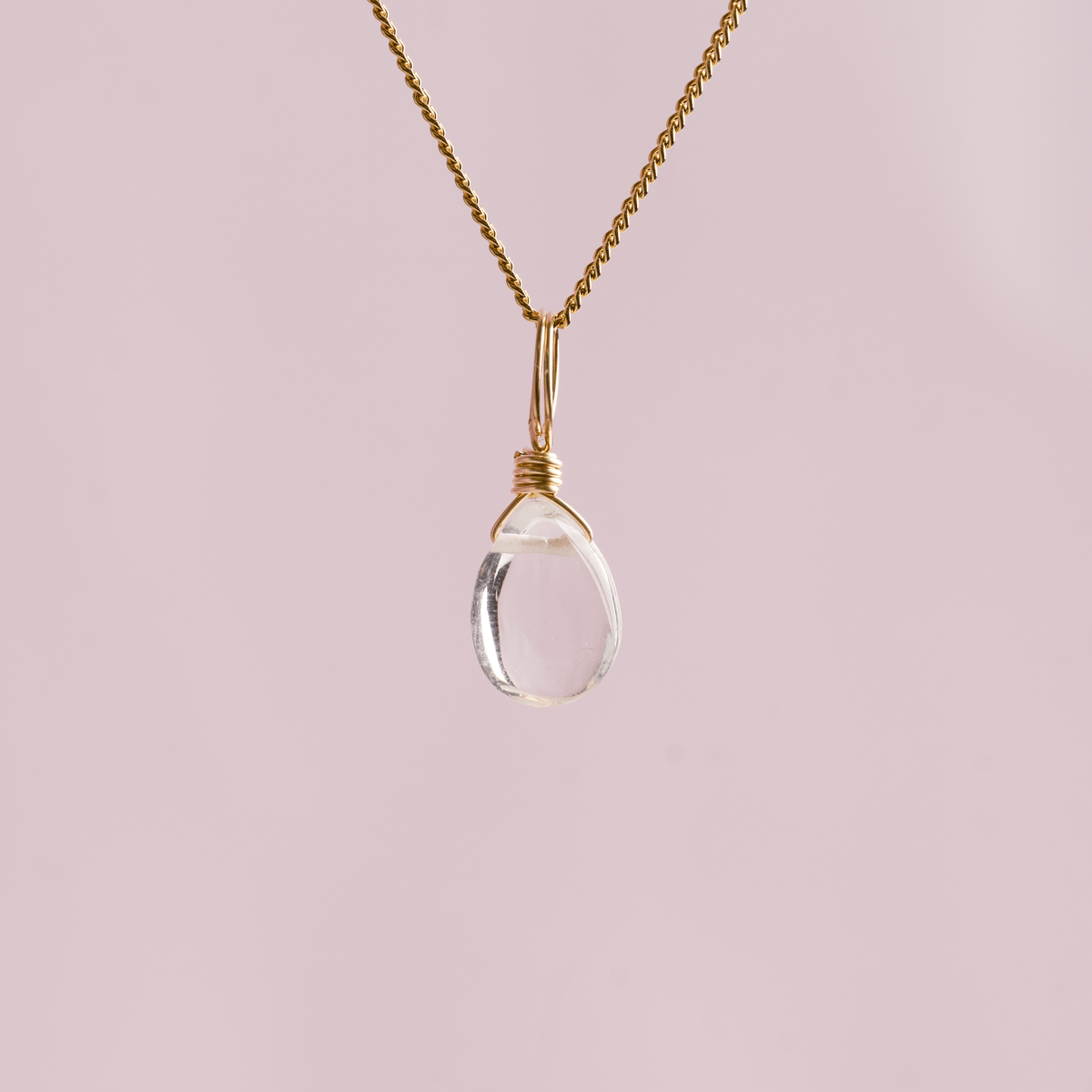 Clear quartz crystal charm droplet for clarity