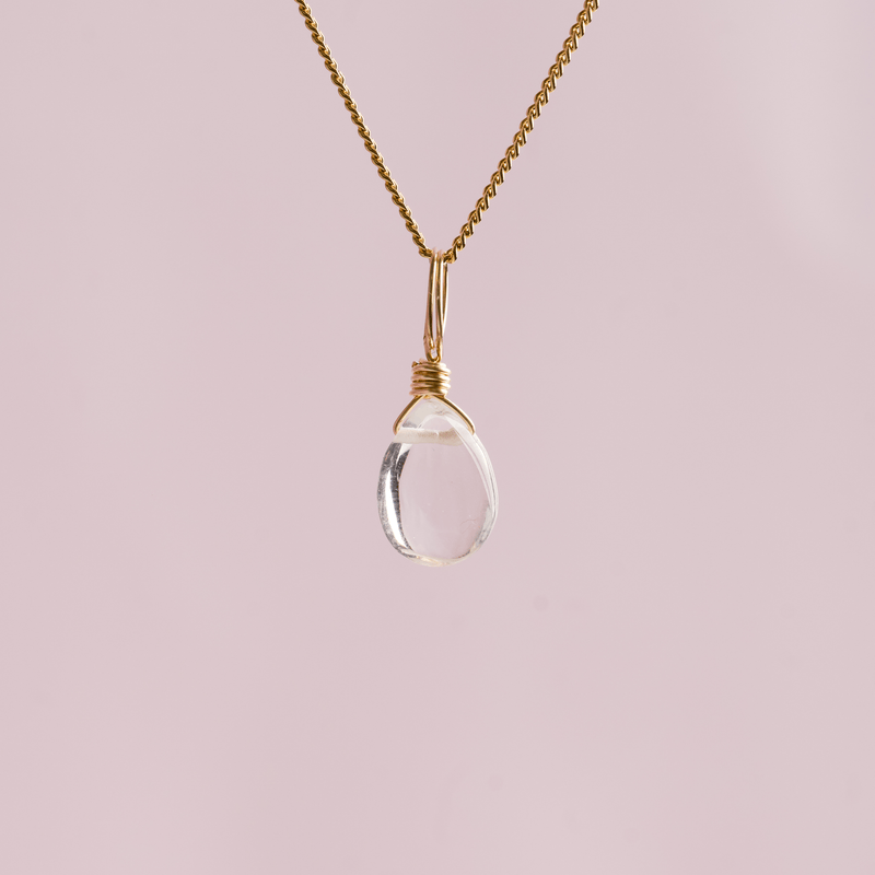 Clear quartz crystal charm droplet for clarity