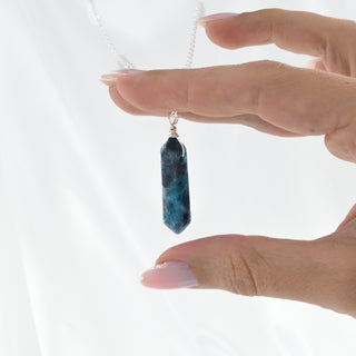 Blue Apatite Point - Rose Gold