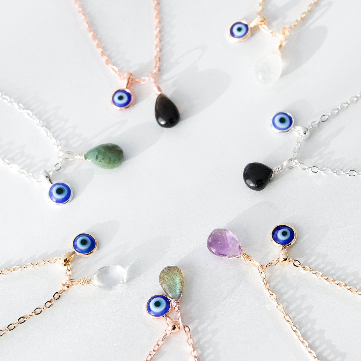 Protection Bundle: Evil Eye Charm + Crystal Charm + Necklace