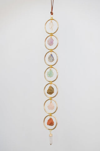 Crystal Chakra Wall Hanger with Clear Quartz