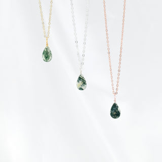 Moss Agate Droplets - Rose Gold