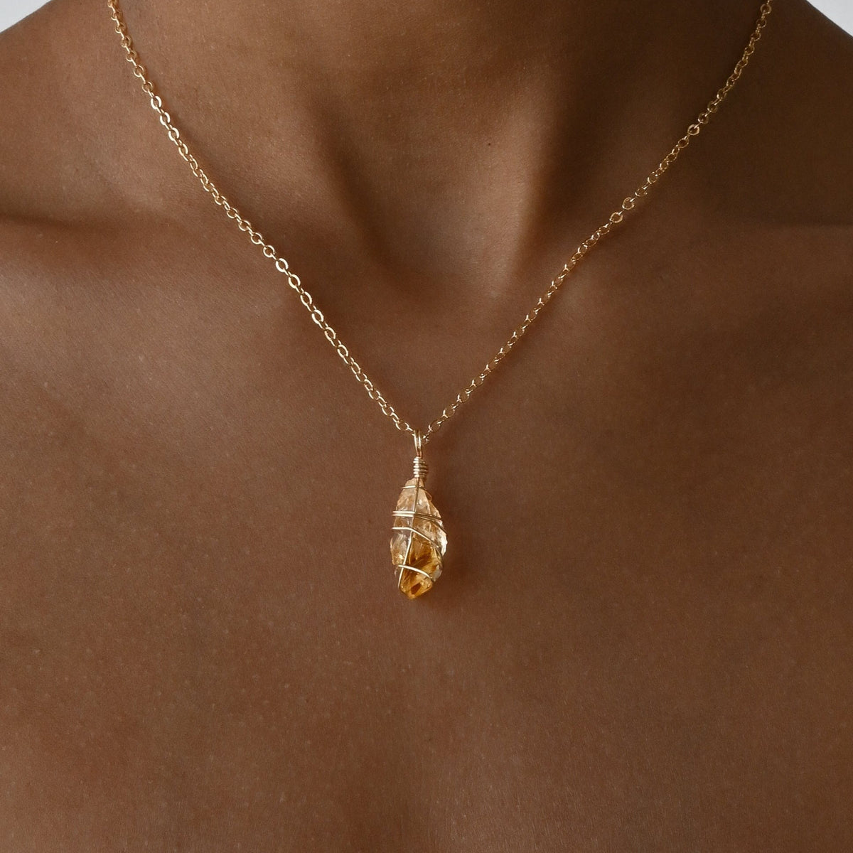 Citrine to Call In Wealth - Wrapped Crystal Charm