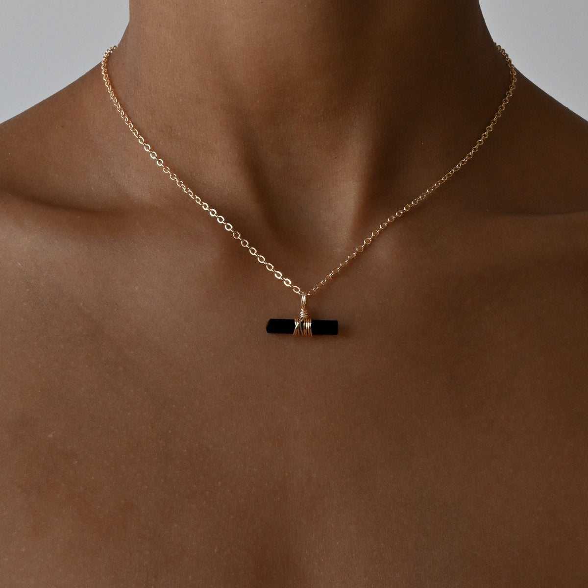 Black Tourmaline to Protect Your Energy - Wrapped Bar Charm