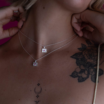 Birthstone Charm + Necklace - Silver