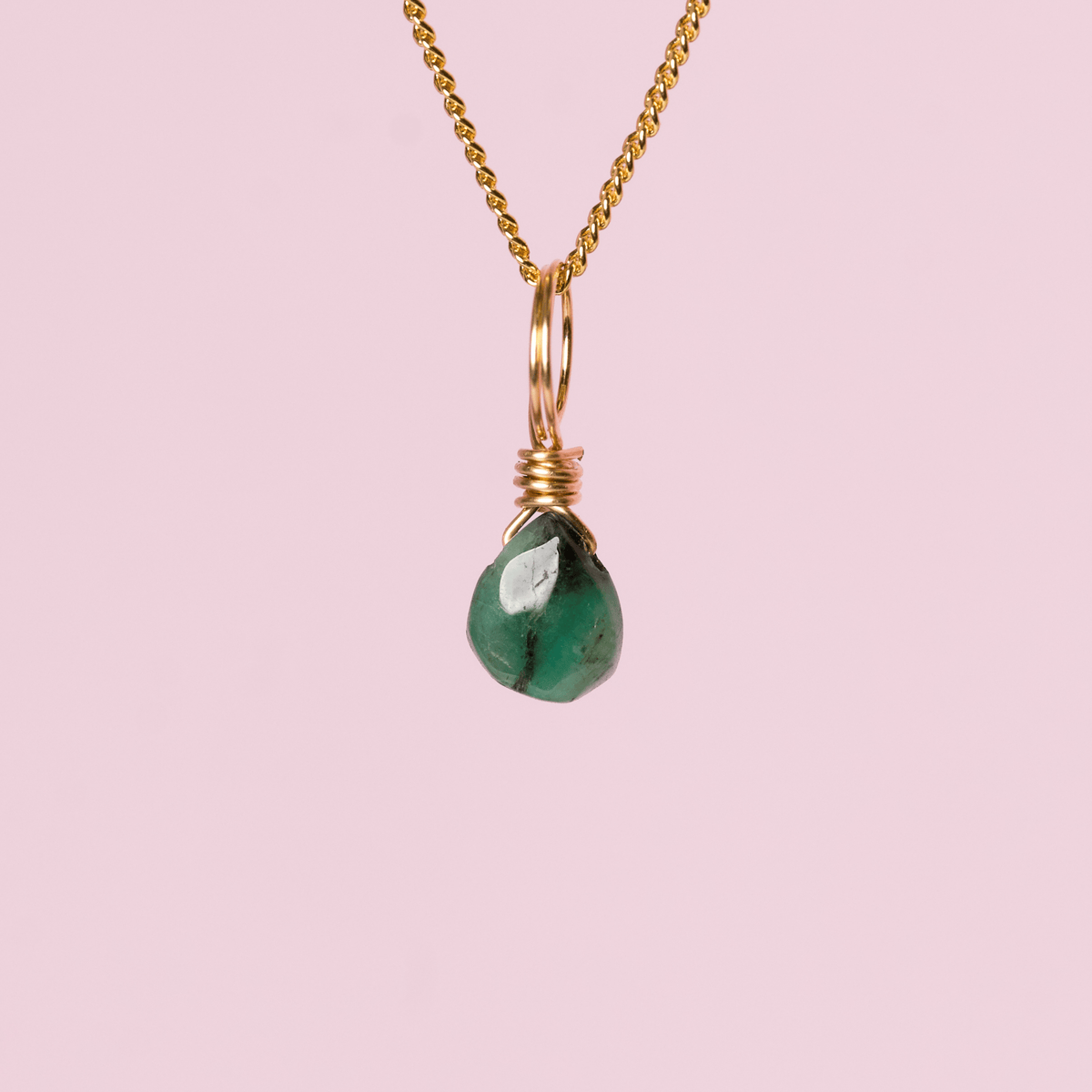 Emerald crystal charm droplet, May birthstone