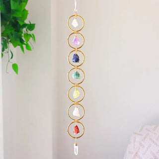 Crystal Chakra Wall Hanger with Clear Quartz