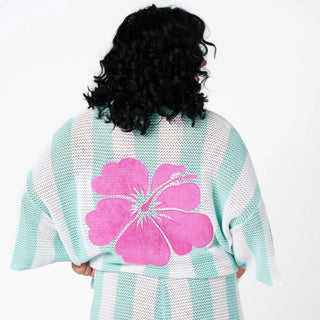 Hibiscus Hotel - Vacanza Knit Top - Mint & White Stripe