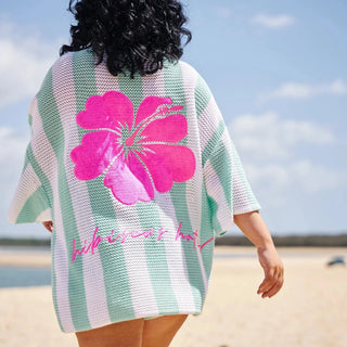 Hibiscus Hotel - Vacanza Knit Top - Mint & White Stripe